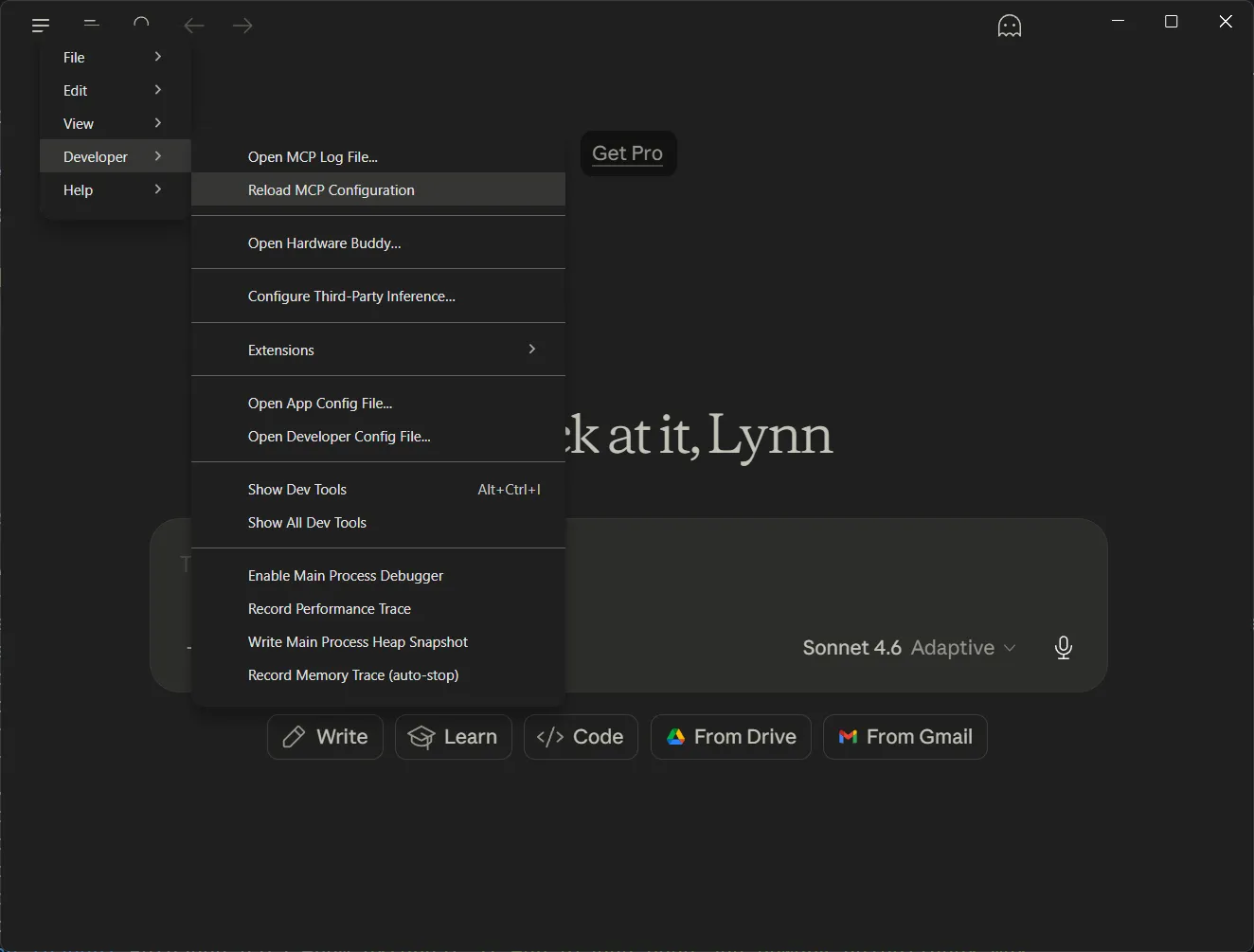 ภาพประกอบเมนู Developer Mode